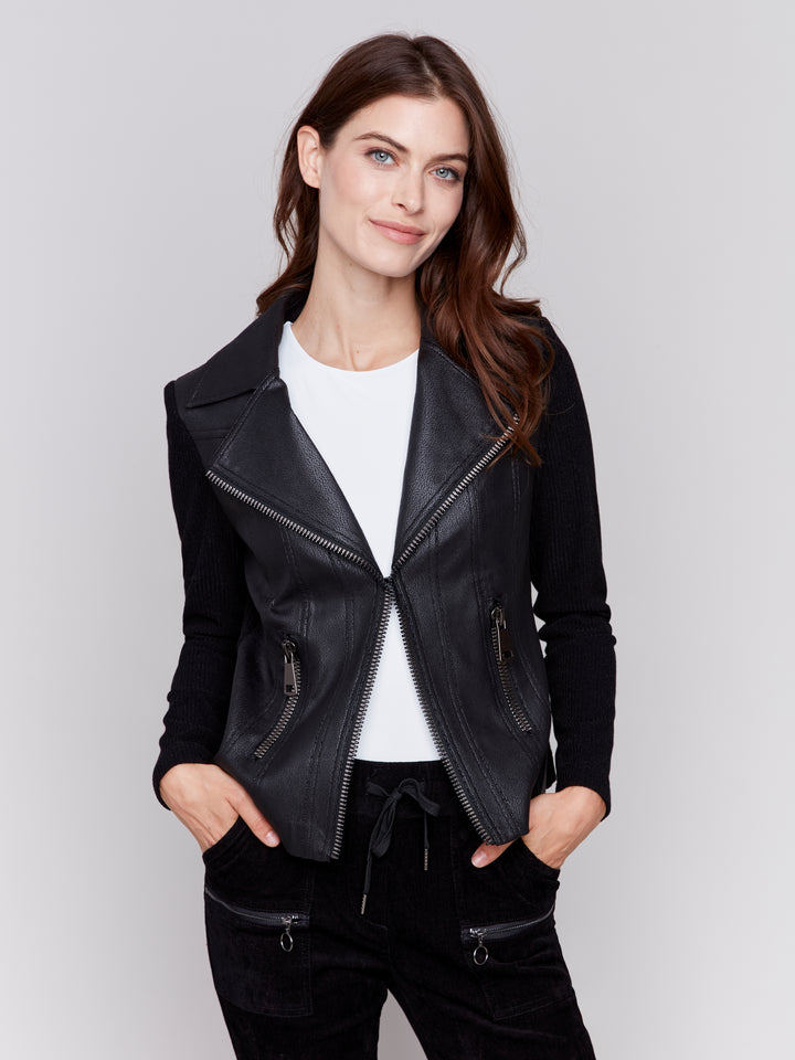 Charlie B Vintage Moto Jacket in Black