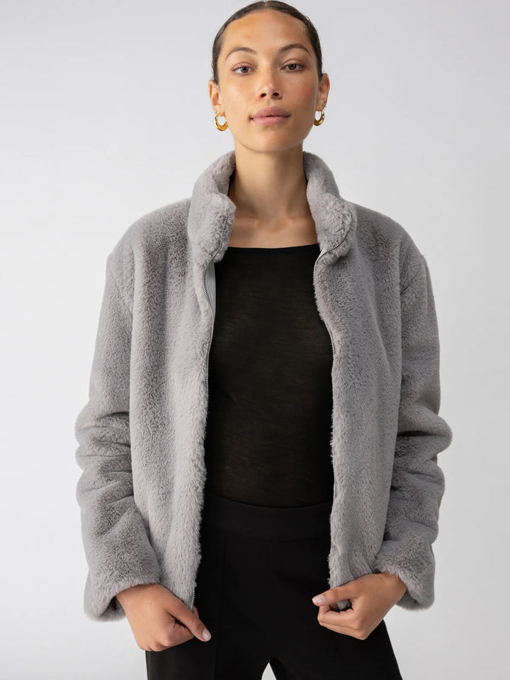 Sanctuary Clothing Lux Fur Coat in Silver Fox