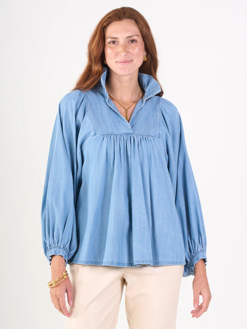 Emily McCarthy Stella Top in Denim Chambray