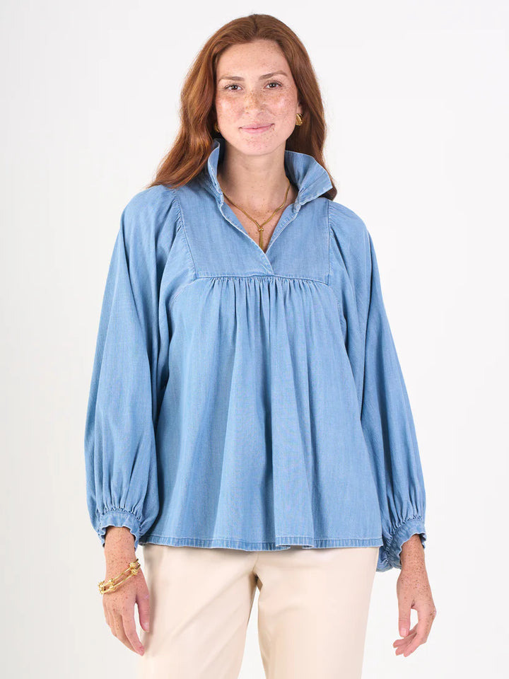 Emily McCarthy Stella Top in Denim Chambray