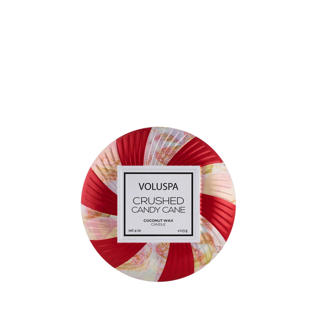 Voluspa Crushed Candy Cane Mini Tin Candle