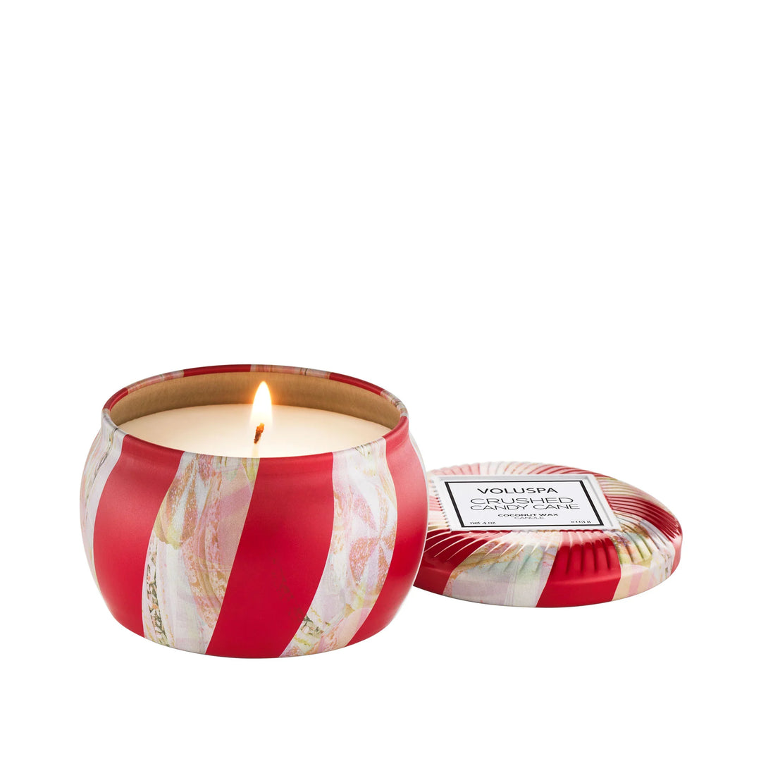 Voluspa Crushed Candy Cane Mini Tin Candle