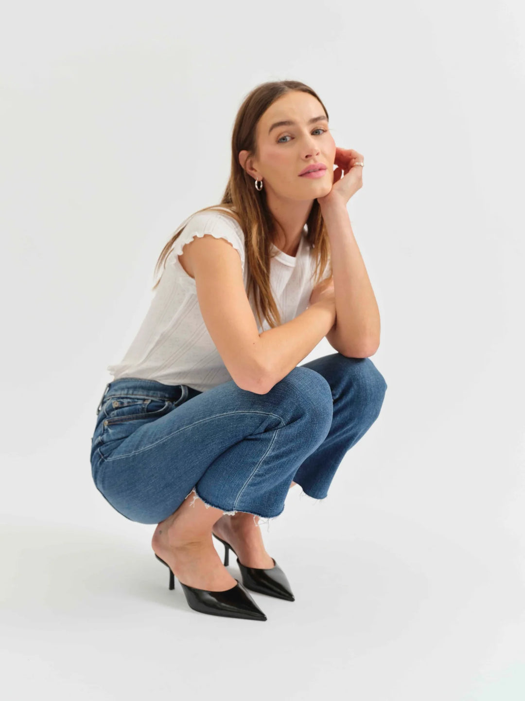 Daze Denim Shy Girl Crop Flare in Influencer