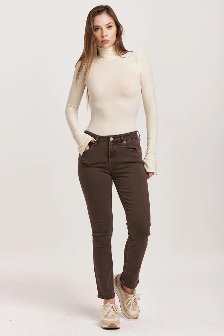 Dear John Fiona Blaire Mid Rise Slim Straight in Mocha Brown