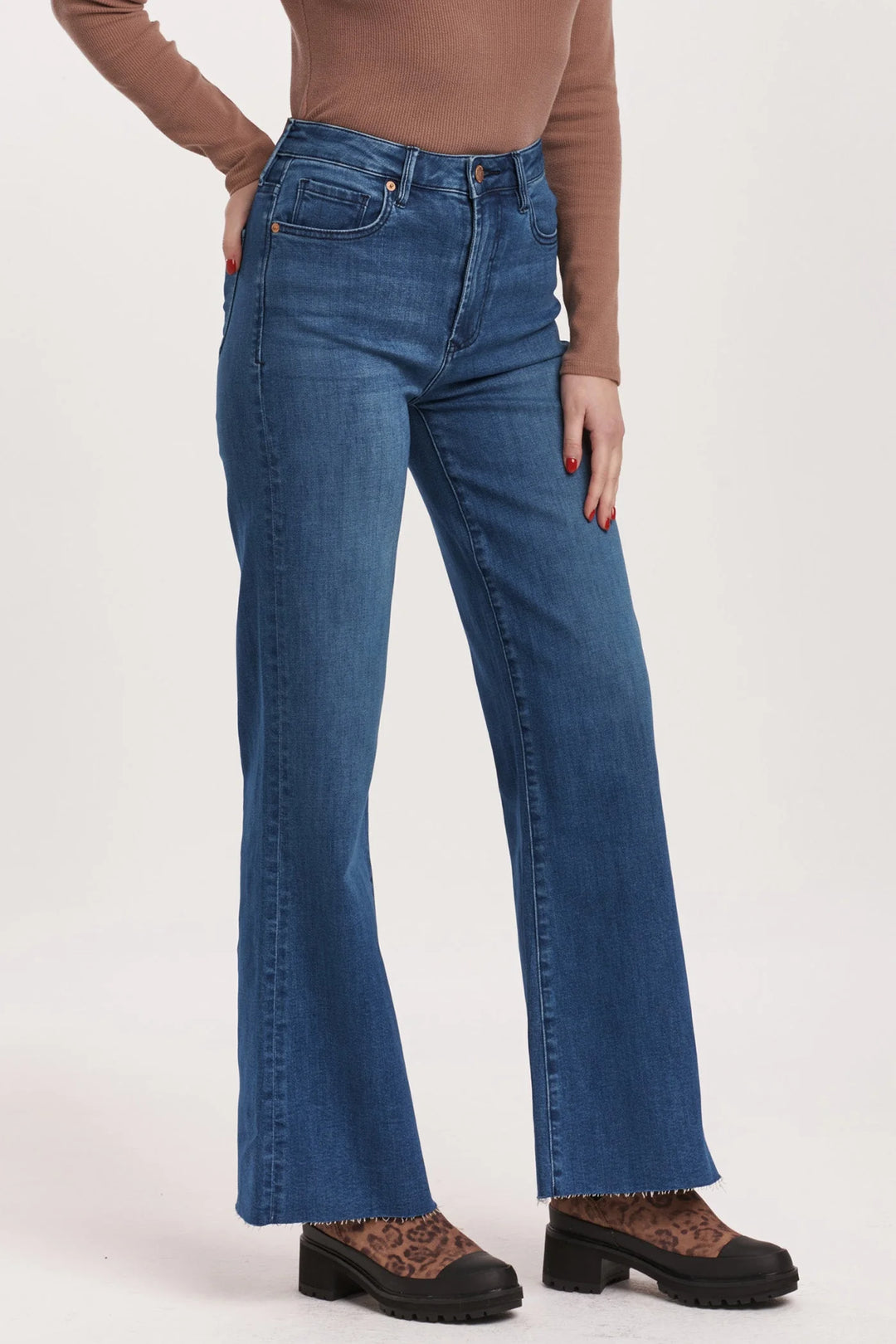 Dear John Fiona High Rise Wide Leg Jeans in Violet Blue