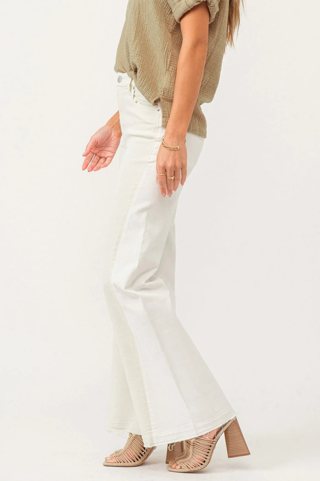 Dear John Fiona Super High Rise Wide Leg Jeans in Wheat White