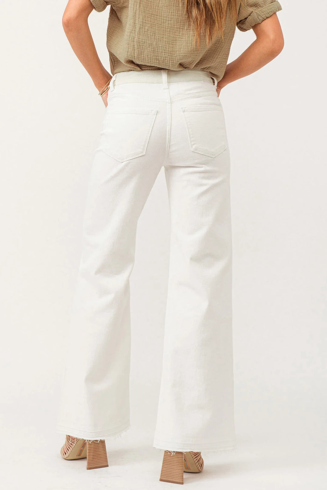 Dear John Fiona Super High Rise Wide Leg Jeans in Wheat White