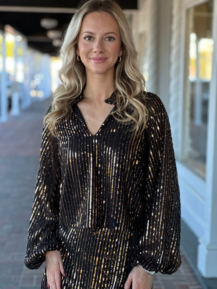 Black Beaded Sequin Top