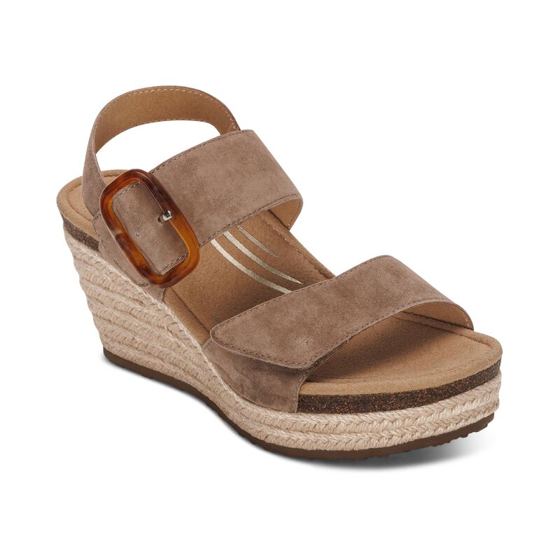 aetrex Ashley Arch Support Wedge in Taupe