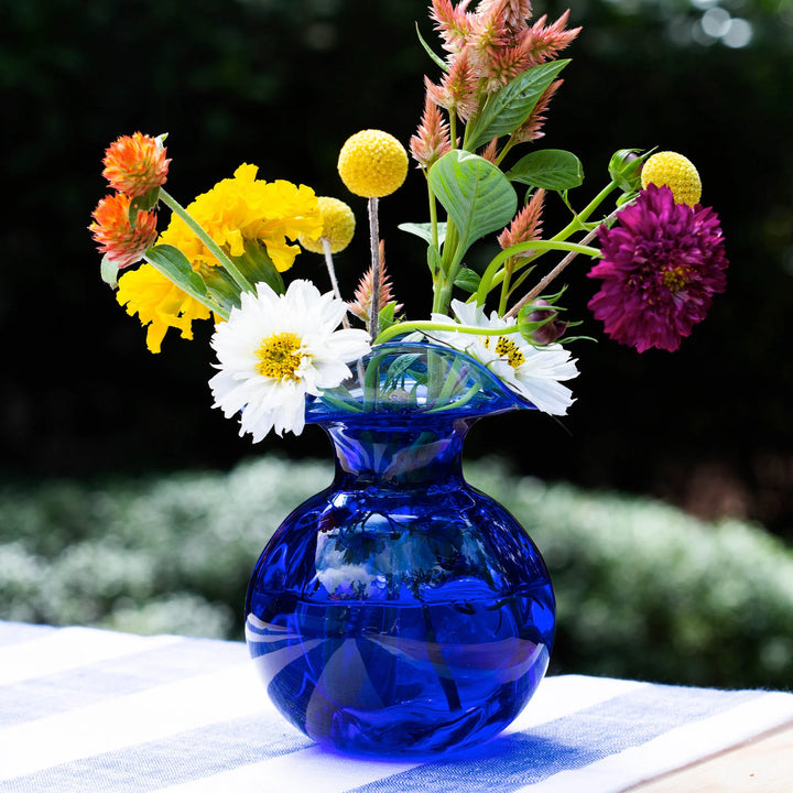 VIETRI Hibiscus Glass Cobalt Bud Vase