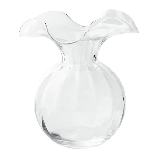 VIETRI Hibiscus Glass Clear Medium Fluted Vase