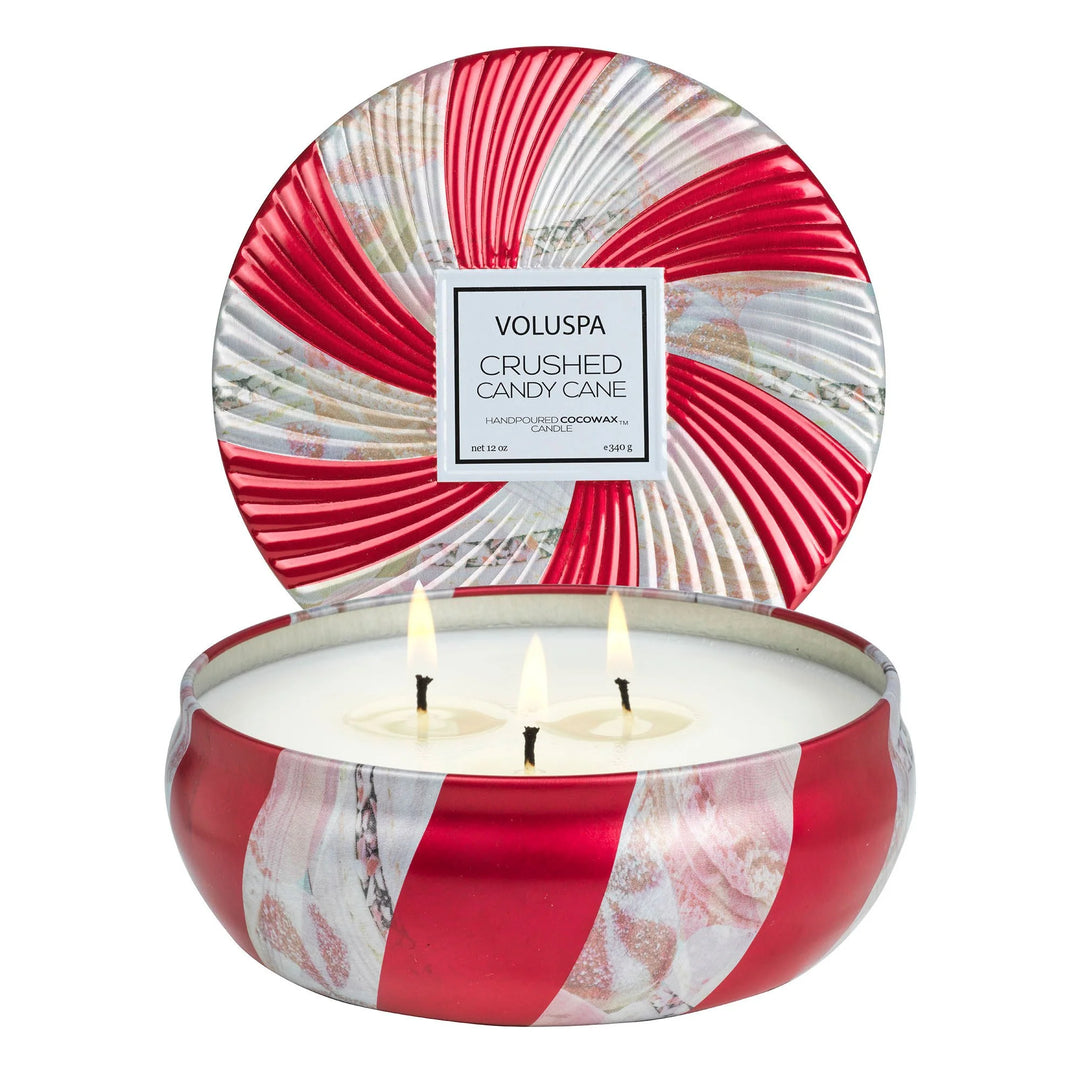 Voluspa Crushed Candy Cane 3 Wick Tin Candle