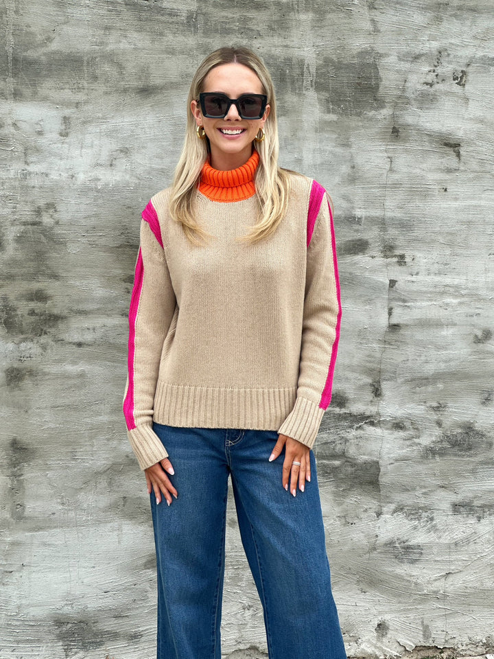 Vilagallo Cuello Alto Beige Rose Sweater