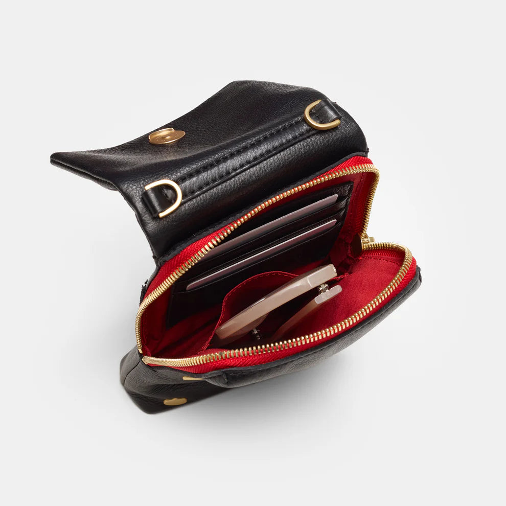 Hammitt VIP Mobile in Black/Brushed Gold Red Zip