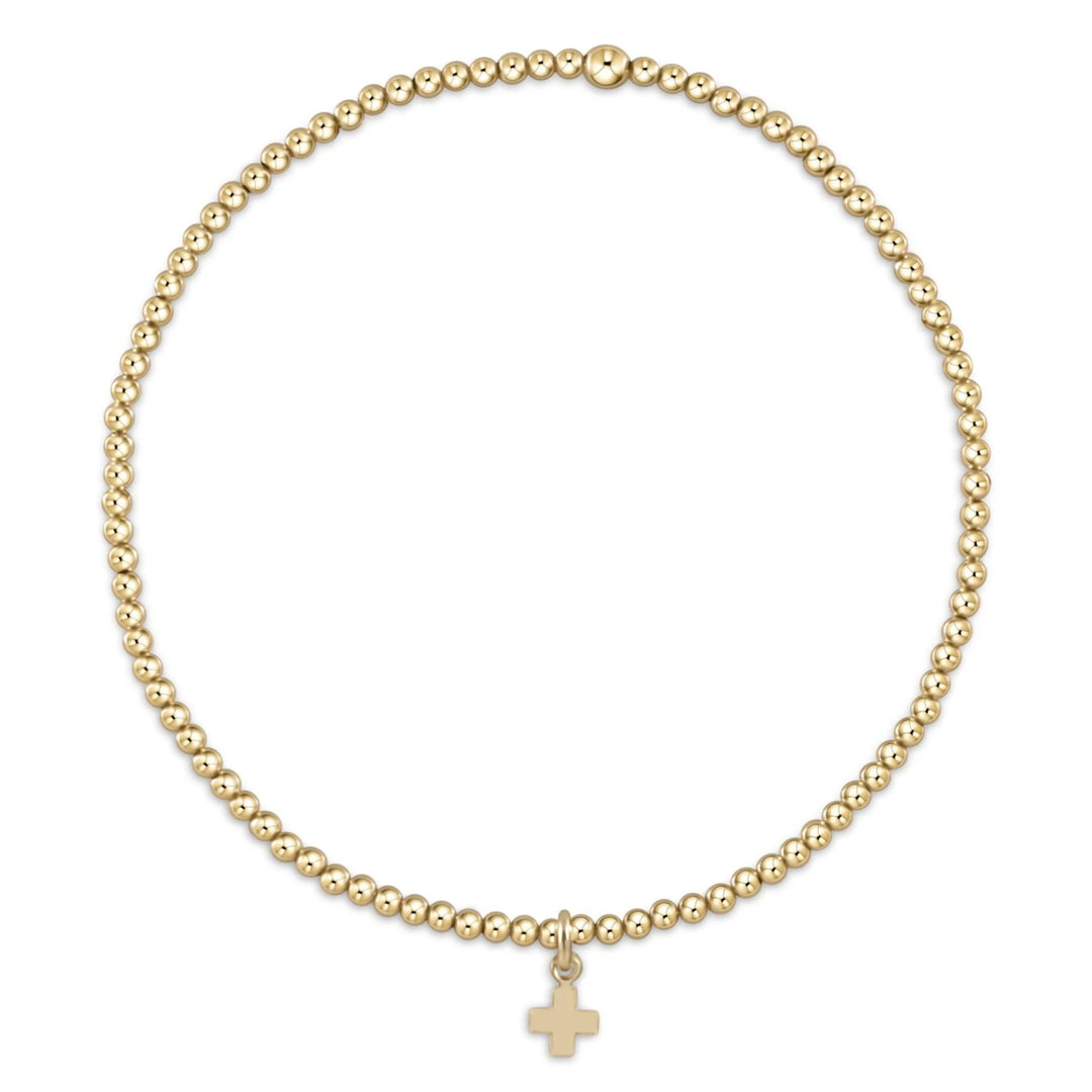 Enewton Egirl Classic Gold 2mm Bead Bracelet- Signature Cross Small Gold Charm