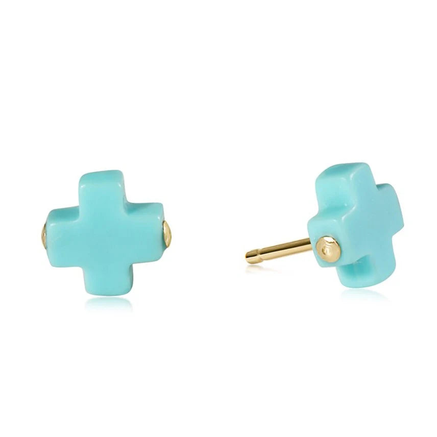 Enewton Signature Cross Stud- Turquoise