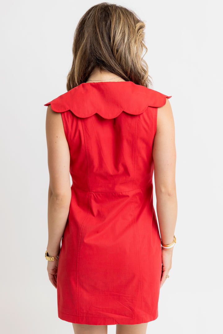 Karlie Clothes Red Solid Scallop Sleeveless Dress