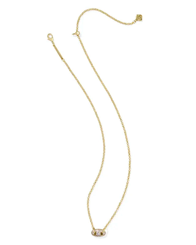 Kendra Scott Bailey Gold Pave Short Pendant Necklace in White Crystal