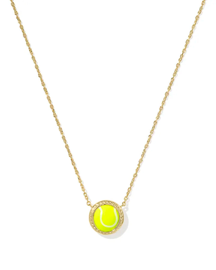 Kendra Scott Tennis Gold Short Pendant Necklace in Chartreuse Magnesite