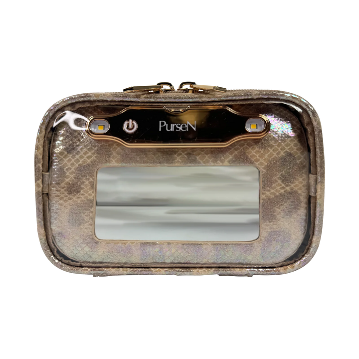 PurseN LITTMINI • Lighted Mirror Case in Glimmer Leopard