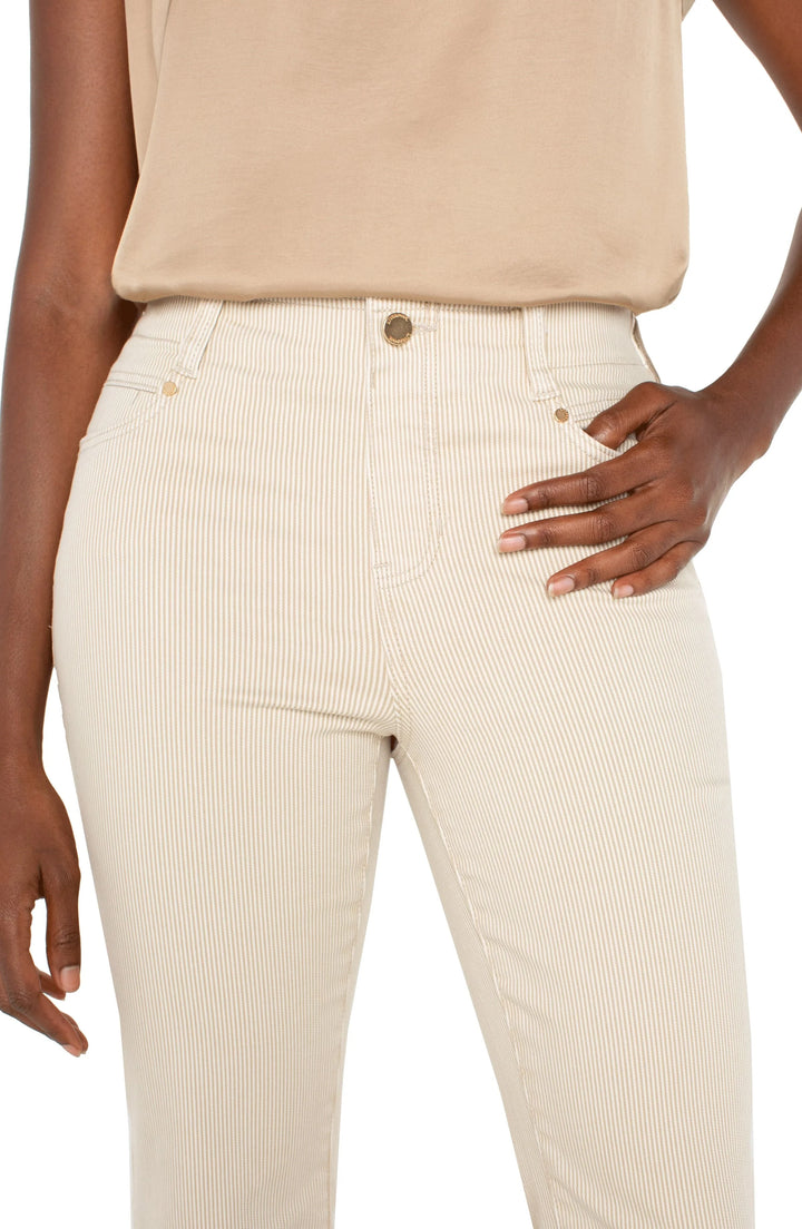 Liverpool Los Angeles The Gia Glider® Crop Flare With Back Pleat in Cappucino Stripe