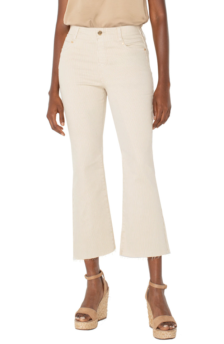 Liverpool Los Angeles The Gia Glider® Crop Flare With Back Pleat in Cappucino Stripe