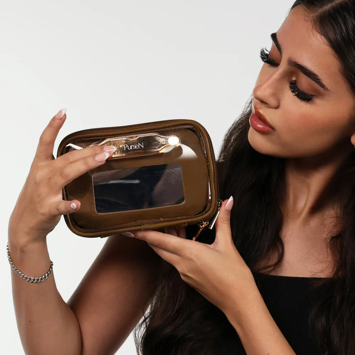 PurseN LITTMINI • Lighted Mirror Case in Camel