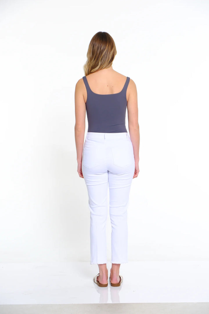 Multiples Pull On Ankle Pant in White