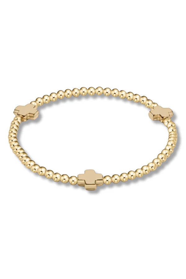 Enewton Signature Cross Gold Pattern 3mm Bead Bracelet-Gold