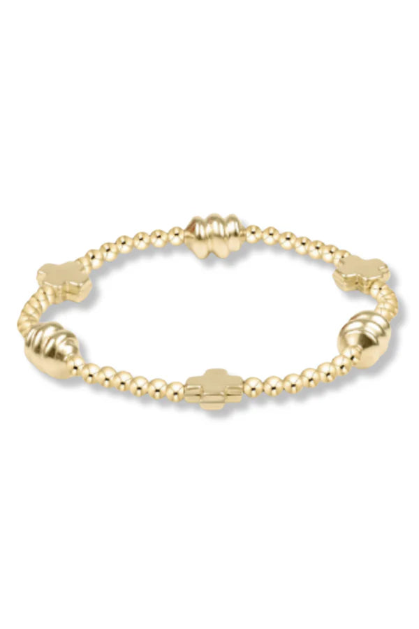 Enewton Signature Cross Admire Gold Pattern 3mm Bead Bracelet- Gold