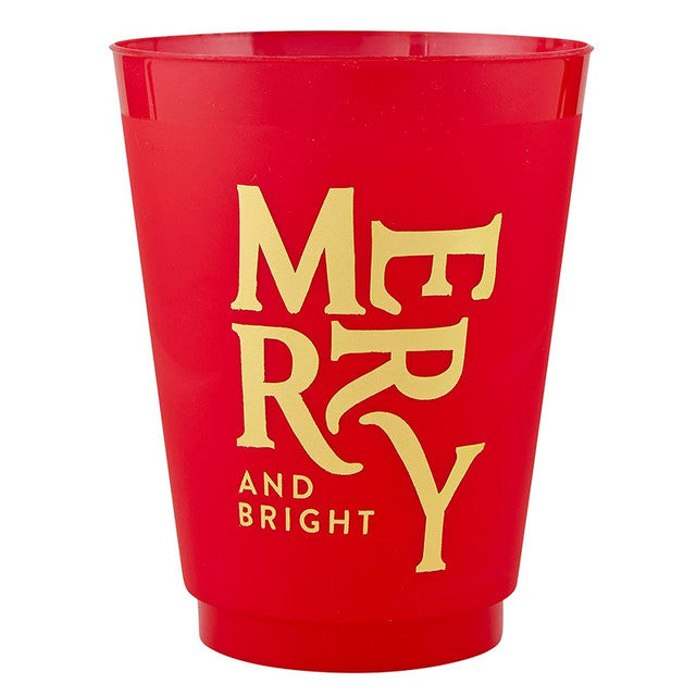 Merry + Bright Set of 6 Gold Foil Frost Cups