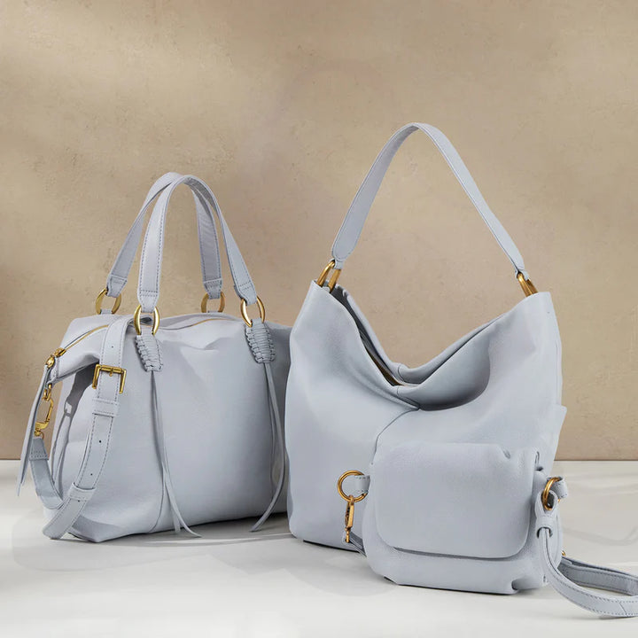 Hobo Harley Satchel  in Pebbled Leather | Blue Pearl