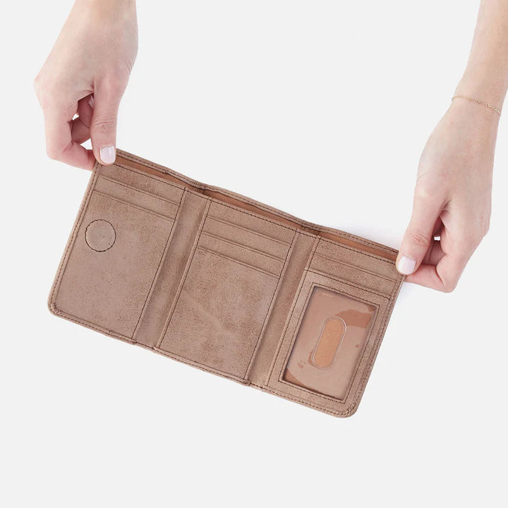 Hobo Jill Trifold Wallet in Buffed Leather | Hazel