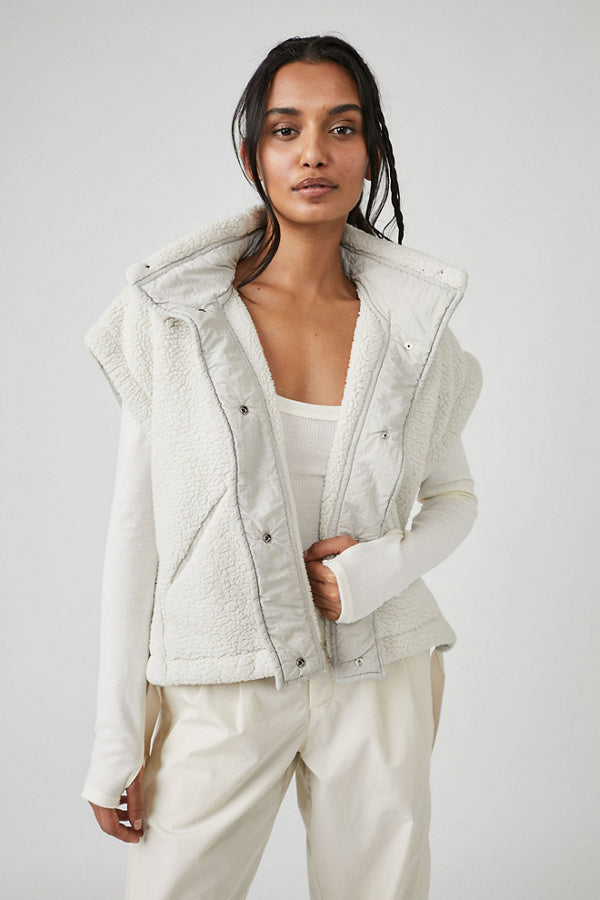 Free People Movement Scout It Out Fleece Vest in Birch Tree