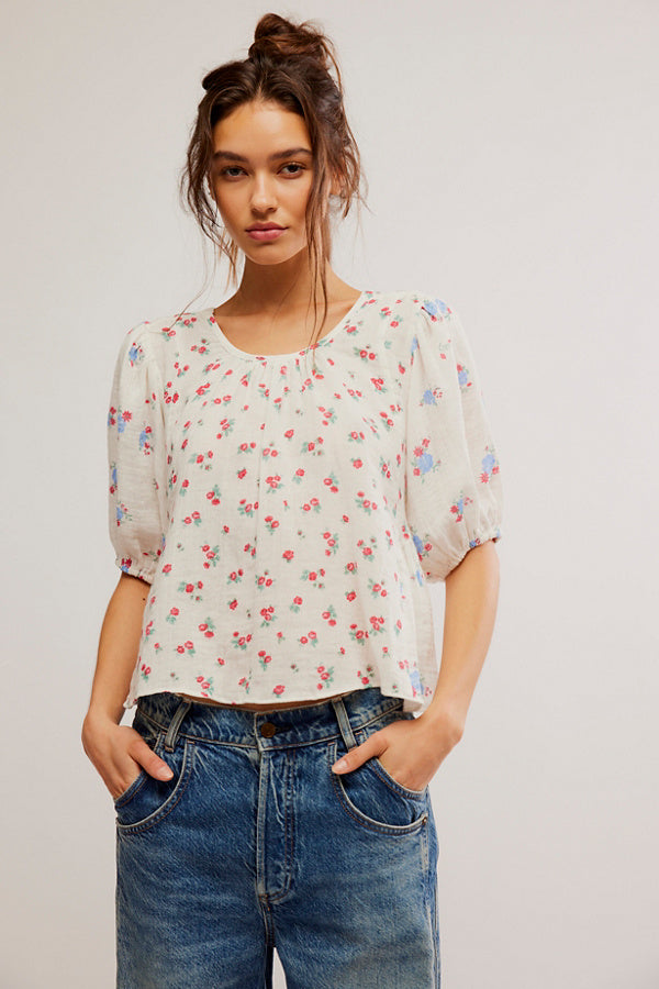 Free People Chloe Printed Top in Tea