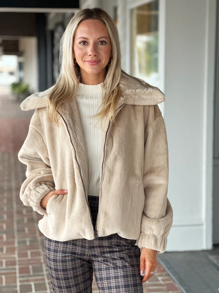 Faux Fur Cream Jacket