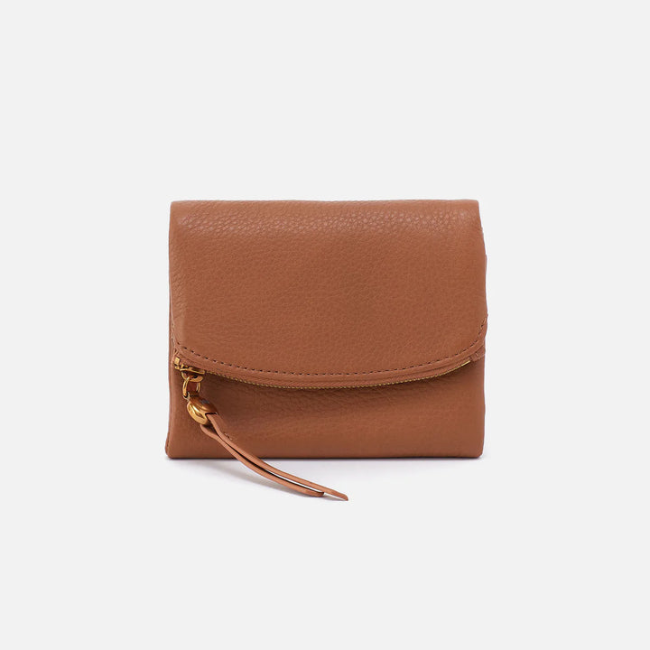 Hobo Fern Medium Trifold Wallet in Pebbled Leather | Warm Honey