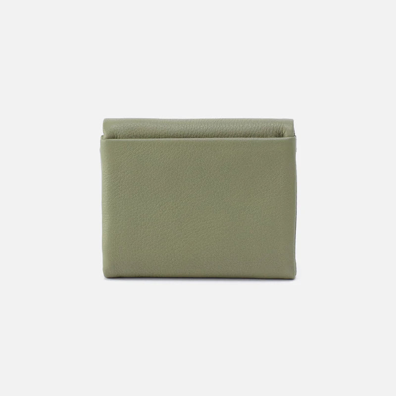 Hobo Fern Medium Trifold Wallet in Pebbled Leather | Watercress