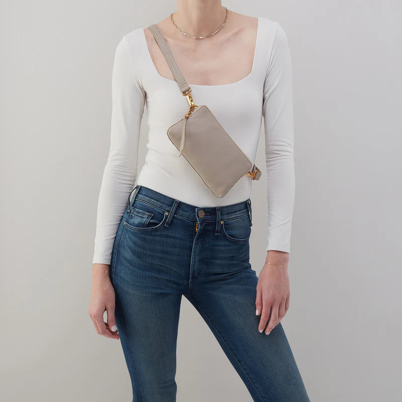 Hobo Fern Slim Belt Bag in Pebbled Leather | Taupe