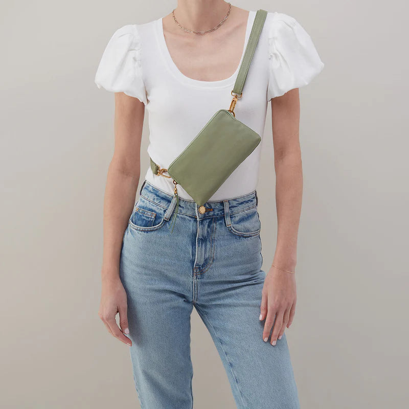 Hobo Fern Slim Belt Bag in Pebbled Leather | Watercress