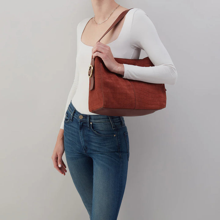 Hobo Render Shoulder Bag in Sequoia Croc Emboss