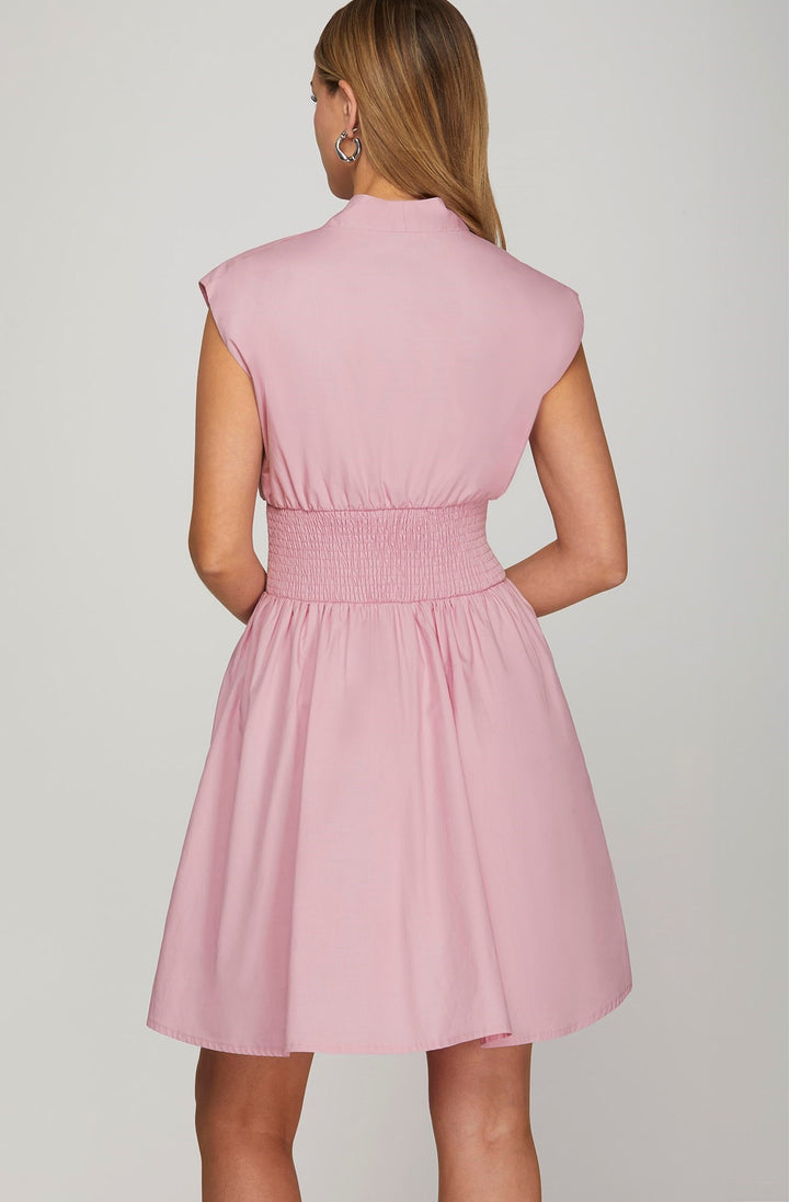 Timeless Flare Zip Mini Pocket Dress in Pink