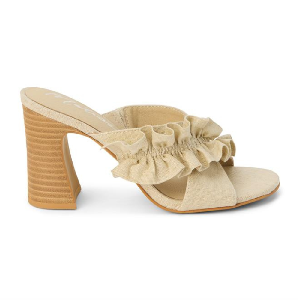 Matisse Pleasant Heeled Sandal in Natural Linen