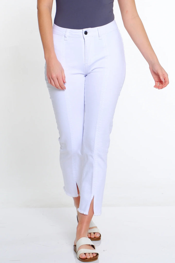 Multiples Pull On Ankle Pant in White