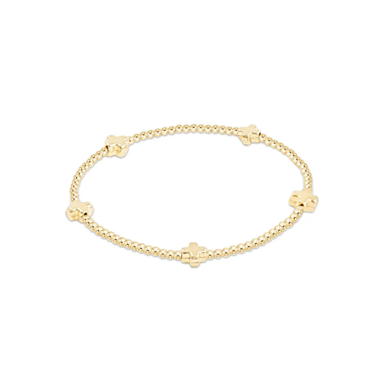 Enewton Signature Cross Small Gold Pattern 2mm Bead Bracelet- Gold