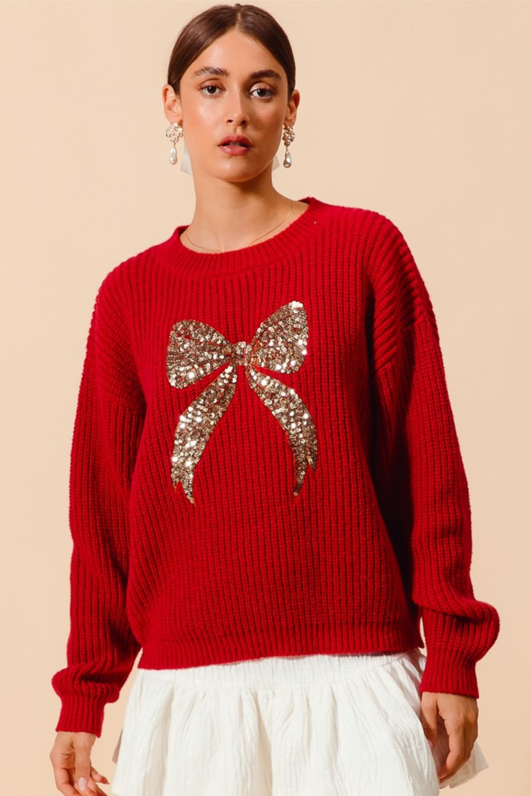 Perfectly Tied Red Christmas Sweater