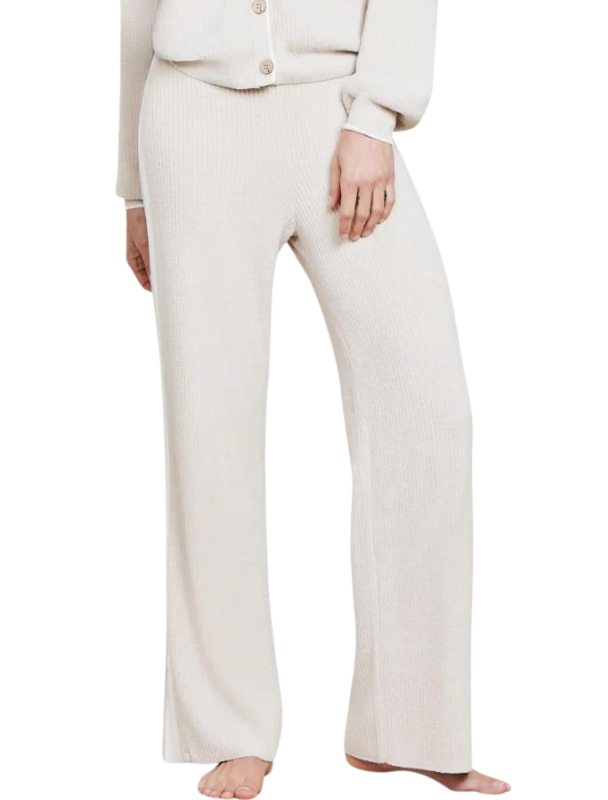 Barefoot Dreams CozyChic Ultra Lite® Ribbed Split-Hem Pants in Stone Pearl