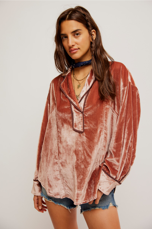 Free People Luxy Velvet Solid Cedar Wood Top