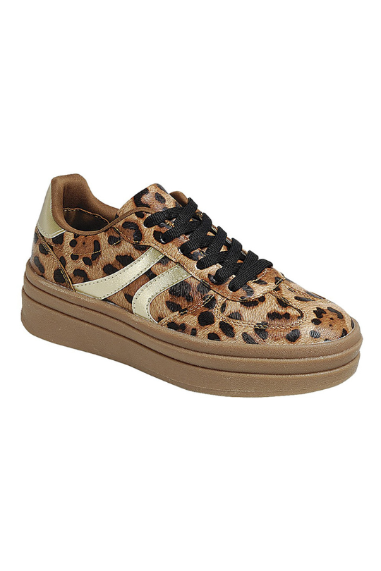 Easy Go Chunky Platform Sneaker in Leopard Gold