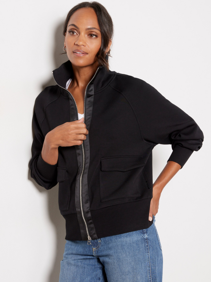 Varley Roxbury Zip-Through Sweat in Black